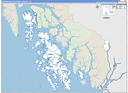 Prince of Wales-HyderBorough (County), AK Wall Map Zip Code Basic Style 2026